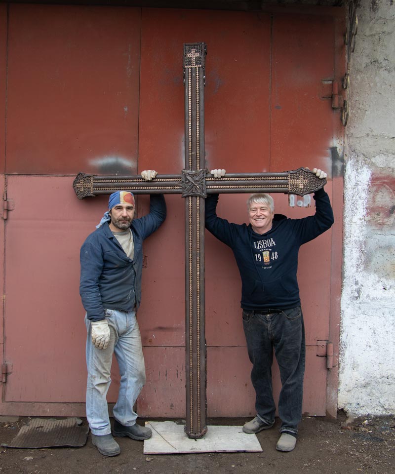 Sergey Melnikoff, a.k.a.. MFF (right), and Victor Bielchyk. Odesa, Ukraine. 2024