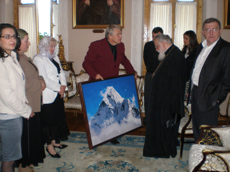 Sergey Melnikoff at a formal reception with His Holiness and Beatitude Ilia II, Catholicos-Patriarch of All Georgia.