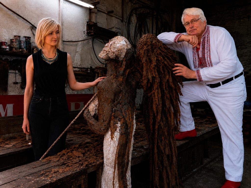 The Silent Uprising of an Angel — in progress. Sergey Melnikoff (MFF) with his daughter Anastassia. Odesa, 2025.